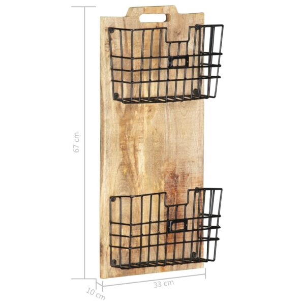 vidaXL Wall-mounted Magazine Rack 13"x3.9"x26.4" Solid Rough Mango Wood - Image 5