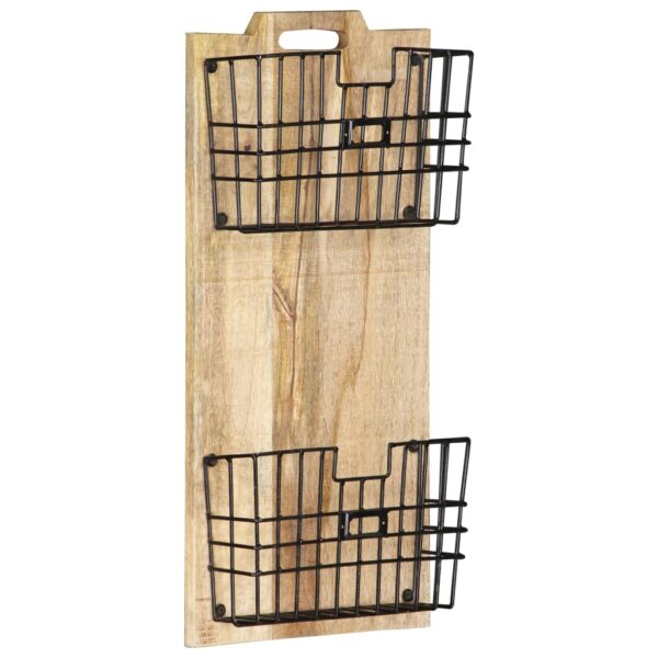 vidaXL Wall-mounted Magazine Rack 13"x3.9"x26.4" Solid Rough Mango Wood - Image 6