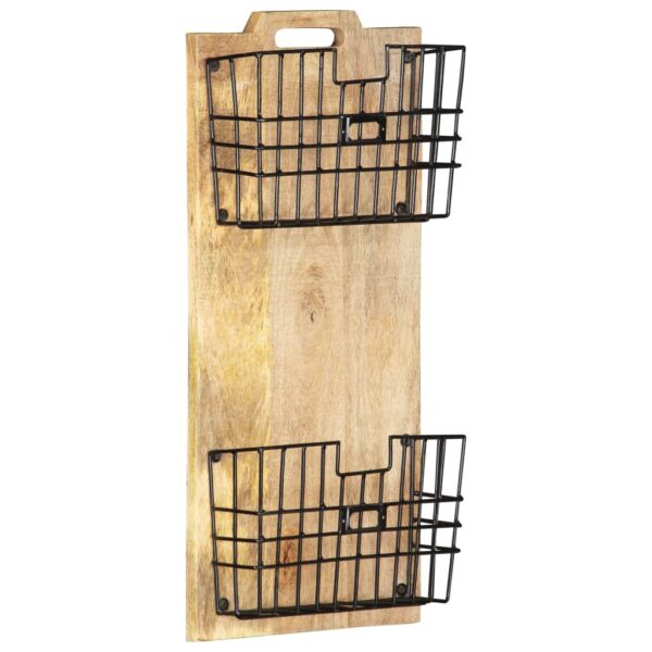 vidaXL Wall-mounted Magazine Rack 13"x3.9"x26.4" Solid Rough Mango Wood - Image 7