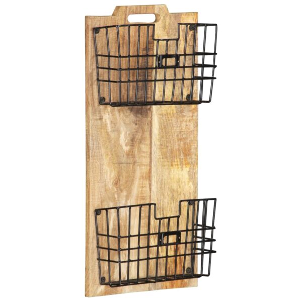 vidaXL Wall-mounted Magazine Rack 13"x3.9"x26.4" Solid Rough Mango Wood - Image 9