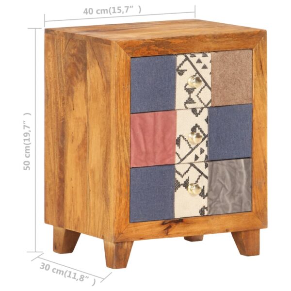 vidaXL Bedside Cabinet 15.7"x11.8"x19.7" Solid Mango Wood - Image 7