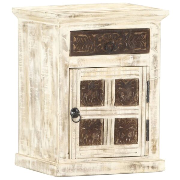 vidaXL Bedside Cabinet White 15.7"x11.8"x19.7" Solid Mango Wood - Image 8