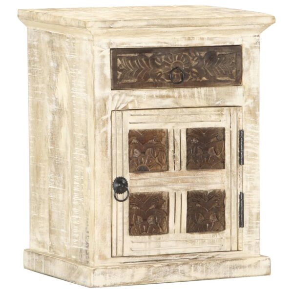 vidaXL Bedside Cabinet White 15.7"x11.8"x19.7" Solid Mango Wood - Image 10