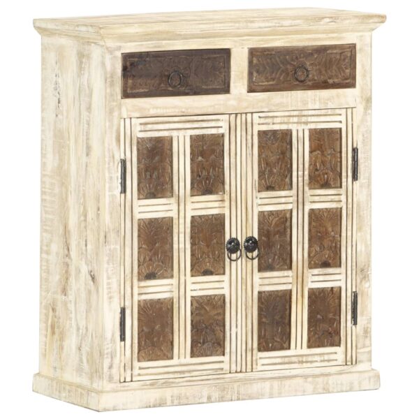 vidaXL Sideboard White 25.6"x11.8"x29.5" Solid Mango Wood