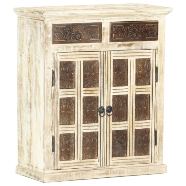 vidaXL Sideboard White 25.6"x11.8"x29.5" Solid Mango Wood - Image 11