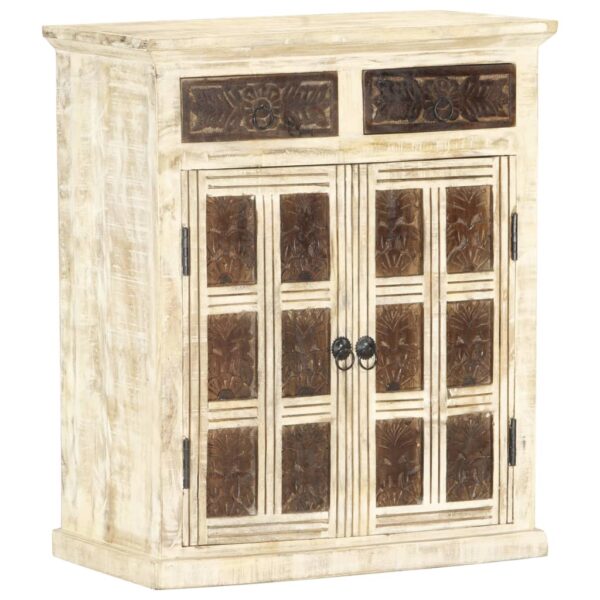 vidaXL Sideboard White 25.6"x11.8"x29.5" Solid Mango Wood - Image 10