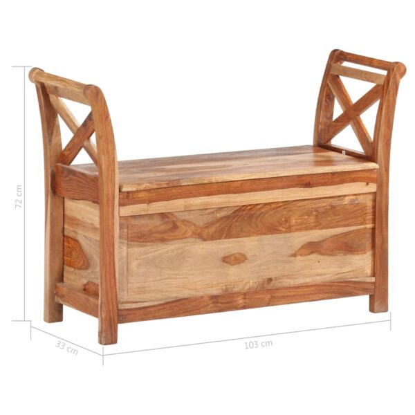 vidaXL Bench 40.6"x13"x28.3" Solid Sheesham Wood - Image 7