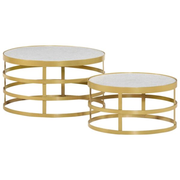 vidaXL 2 Piece Coffee Table Set Marble Brass and White - Image 11