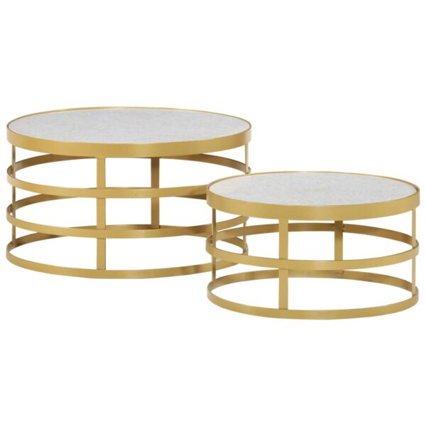 vidaXL 2 Piece Coffee Table Set Marble Brass and White - Image 12