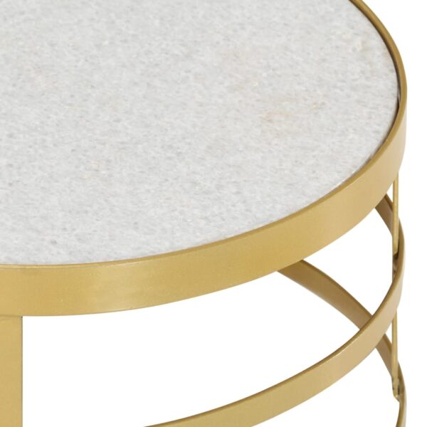 vidaXL 2 Piece Coffee Table Set Marble Brass and White - Image 5