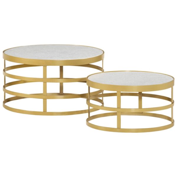 vidaXL 2 Piece Coffee Table Set Marble Brass and White - Image 10