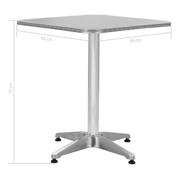 vidaXL Patio Table Silver 23.6"x23.6"x27.6" Aluminum - Image 5