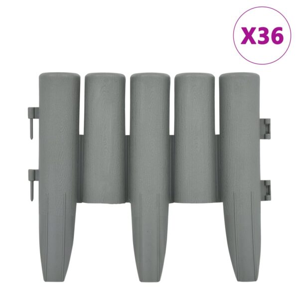 vidaXL Lawn Edgings 36 pcs Gray 393.7" PP - Image 2