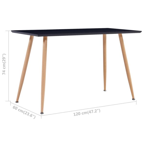 vidaXL Dining Table Black and Oak 47.2"x23.6"x29.1" MDF - Image 5