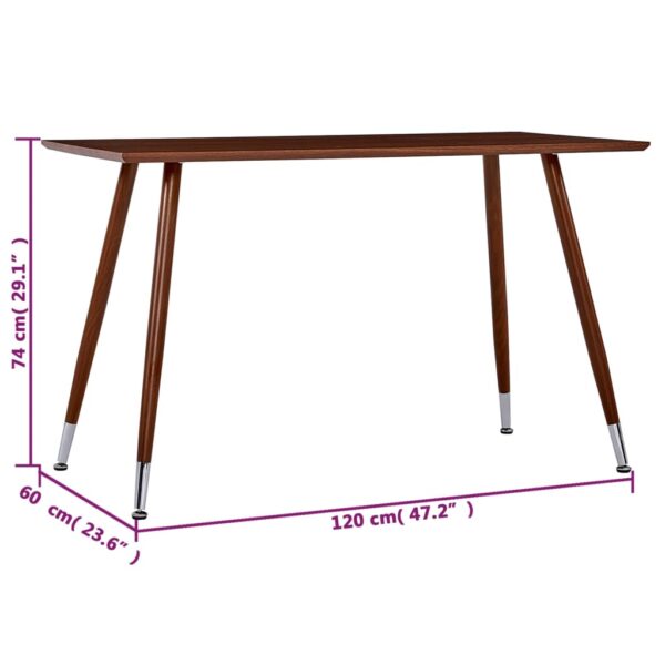 vidaXL Dining Table Brown 47.2"x23.6"x29.1" MDF - Image 6