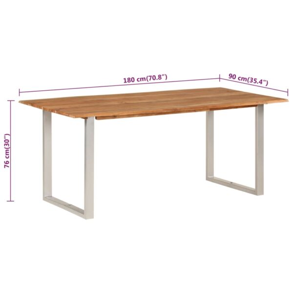 vidaXL Dining Table 70.9"x35.4"x29.9" Solid Acacia Wood - Image 8