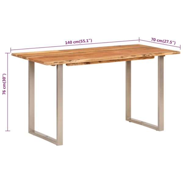 vidaXL Dining Table 55.1"x27.6"x29.9" Solid Acacia Wood - Image 8