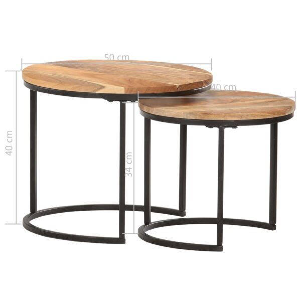 vidaXL Nesting Tables 2 pcs Solid Acacia Wood - Image 9