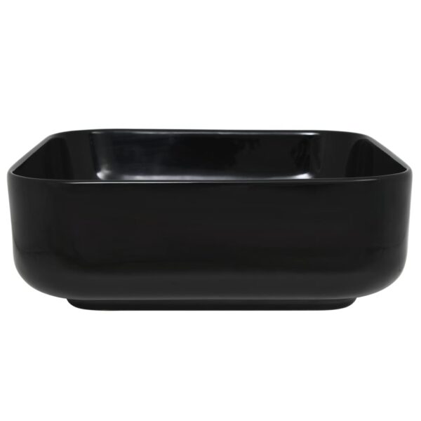 vidaXL Basin Ceramic Square Black 15"x15"x5.3" - Image 4