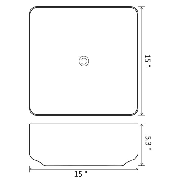 vidaXL Basin Ceramic Square Black 15"x15"x5.3" - Image 5