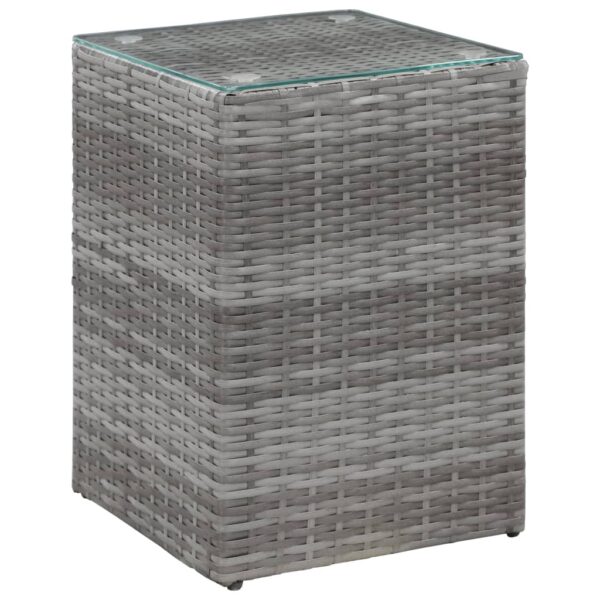 vidaXL Side Tables 3 pcs with Glass Top Gray Poly Rattan - Image 3