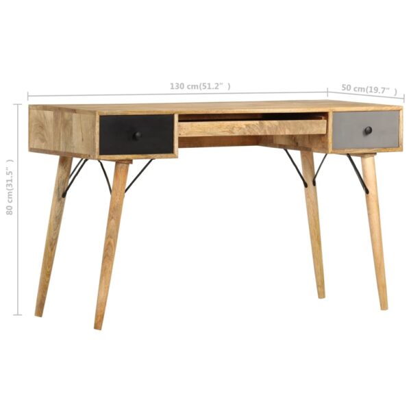 vidaXL Desk with Drawers 51.2"x19.7"x31.5" Solid Mango Wood - Image 8