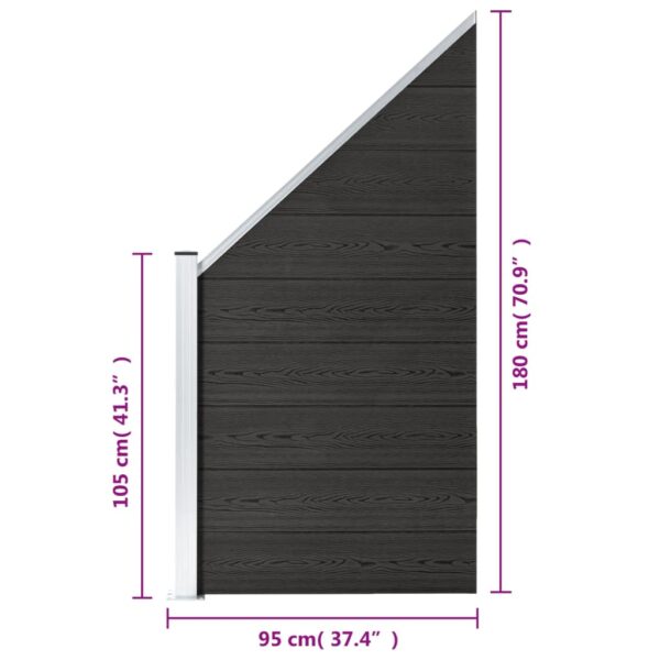 vidaXL Fence Panel WPC 37.4"x(41.3"-70.9") Gray - Image 8