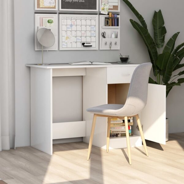 vidaXL Desk White 39.4"x19.7"x29.9" Engineered Wood - Image 4