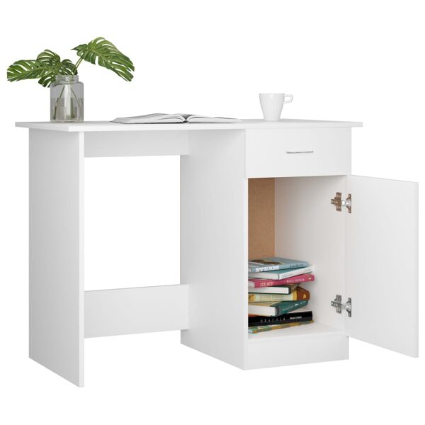 vidaXL Desk White 39.4"x19.7"x29.9" Engineered Wood - Image 6