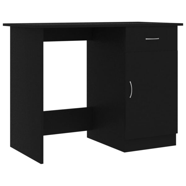 vidaXL Desk Black 39.4"x19.7"x29.9" Engineered Wood - Image 2