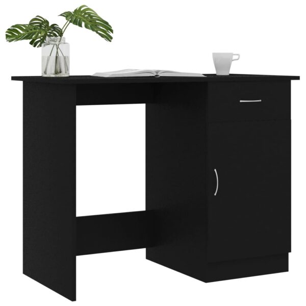 vidaXL Desk Black 39.4"x19.7"x29.9" Engineered Wood - Image 3