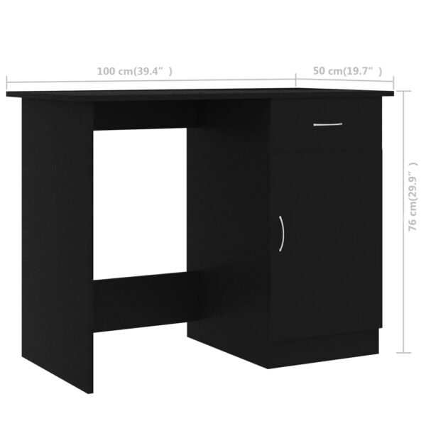 vidaXL Desk Black 39.4"x19.7"x29.9" Engineered Wood - Image 9