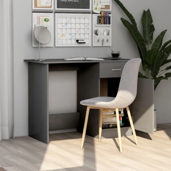 vidaXL Desk Gray 39.4"x19.7"x29.9" Engineered Wood - Image 3