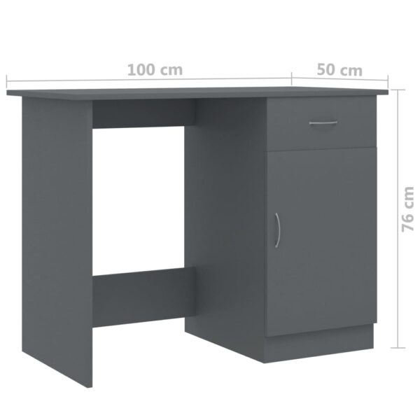 vidaXL Desk Gray 39.4"x19.7"x29.9" Engineered Wood - Image 9