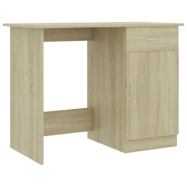 vidaXL Desk Sonoma Oak 39.4"x19.7"x29.9" Engineered Wood - Image 2