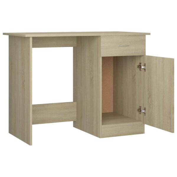 vidaXL Desk Sonoma Oak 39.4"x19.7"x29.9" Engineered Wood - Image 5