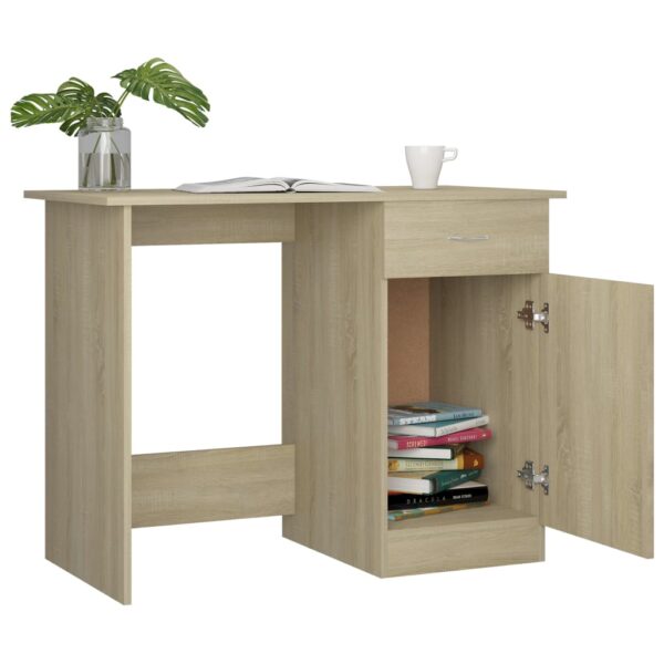 vidaXL Desk Sonoma Oak 39.4"x19.7"x29.9" Engineered Wood - Image 6