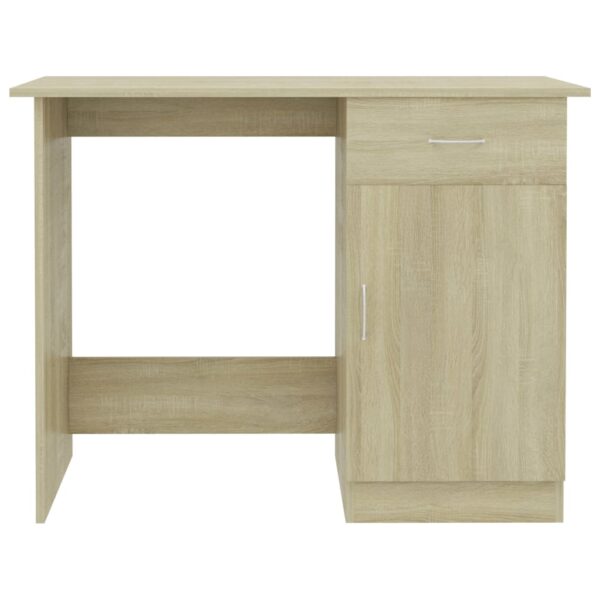 vidaXL Desk Sonoma Oak 39.4"x19.7"x29.9" Engineered Wood - Image 7