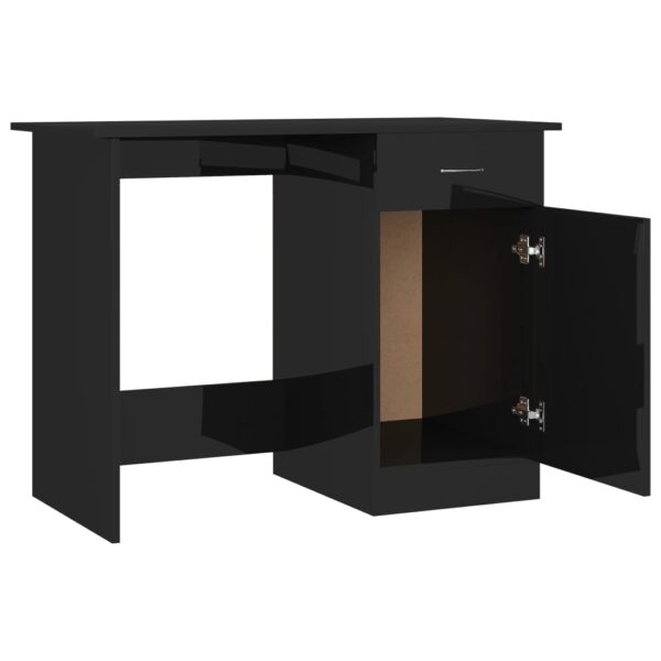 vidaXL Desk High Gloss Black 39.4" x 19.7" x 29.9" Engineered Wood - Image 5