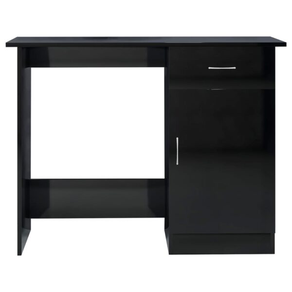 vidaXL Desk High Gloss Black 39.4" x 19.7" x 29.9" Engineered Wood - Image 7