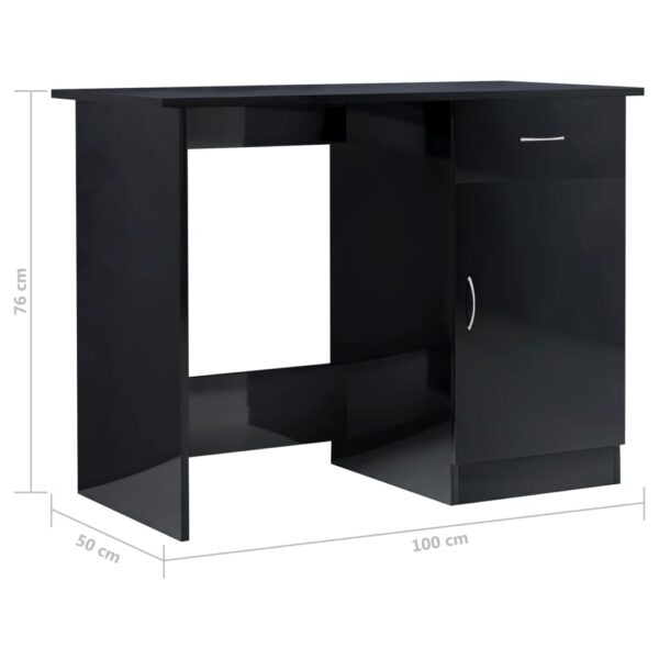 vidaXL Desk High Gloss Black 39.4" x 19.7" x 29.9" Engineered Wood - Image 9