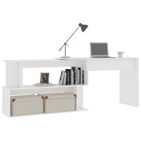 vidaXL Corner Desk White 78.7"x19.7"x29.9" Engineered Wood - Image 3