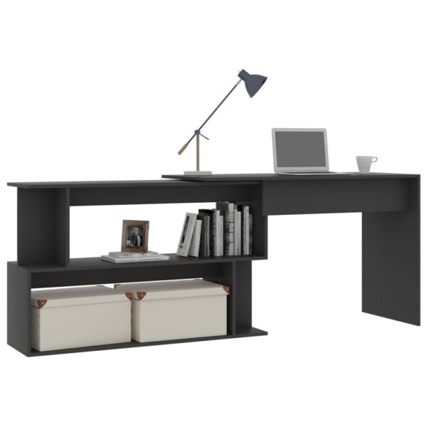 vidaXL Corner Desk Gray 78.7"x19.7"x29.9" Engineered Wood - Image 3