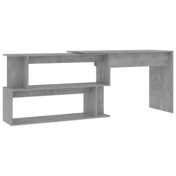 vidaXL Corner Desk Concrete Gray 78.7"x19.7"x29.9" Engineered Wood - Image 2