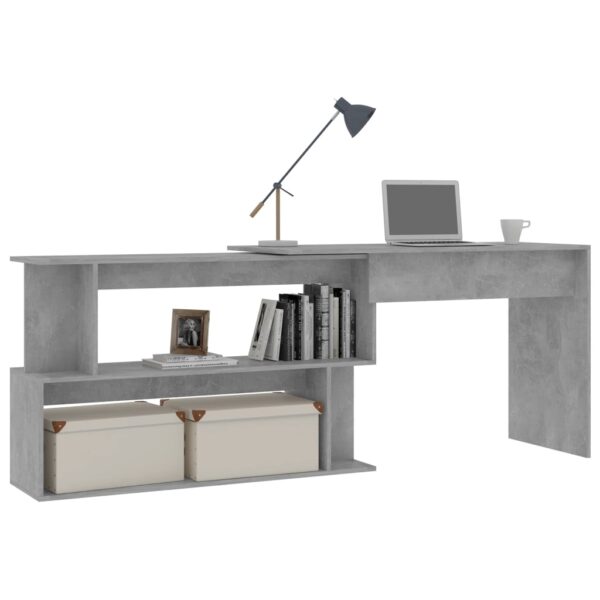 vidaXL Corner Desk Concrete Gray 78.7"x19.7"x29.9" Engineered Wood - Image 3