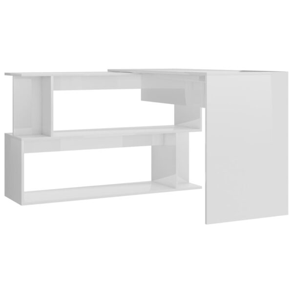 vidaXL Corner Desk High Gloss White 78.7" x 19.7" x 29.9" Engineered Wood - Image 5