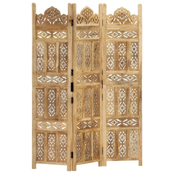 vidaXL Hand carved 3-Panel Room Divider 47.2"x65" Solid Mango Wood