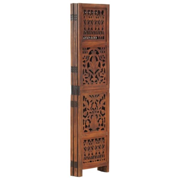 vidaXL Hand Carved 5-Panel Room Divider Brown 78.7"x65" Solid Mango Wood - Image 2