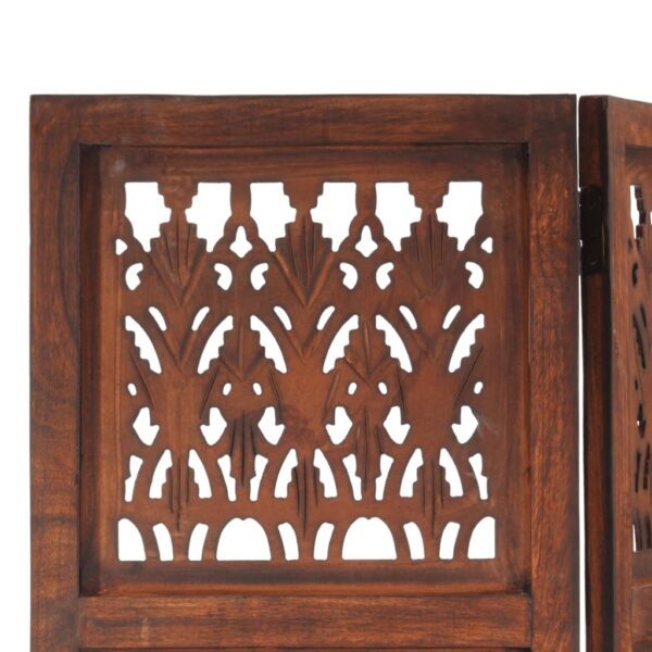 vidaXL Hand Carved 5-Panel Room Divider Brown 78.7"x65" Solid Mango Wood - Image 3