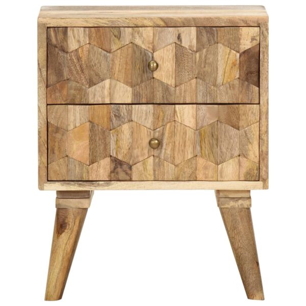 vidaXL Bedside Cabinet 15.7"x11.8"x19.7" Solid Mango Wood - Image 2